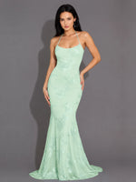 Corded Lace Prom Dress with Sweep Train 