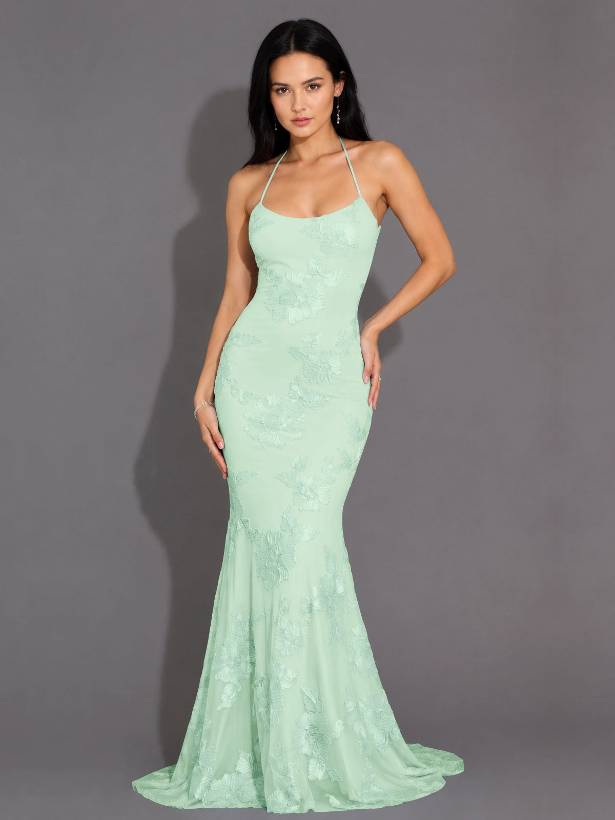Corded Lace Prom Dress with Sweep Train 