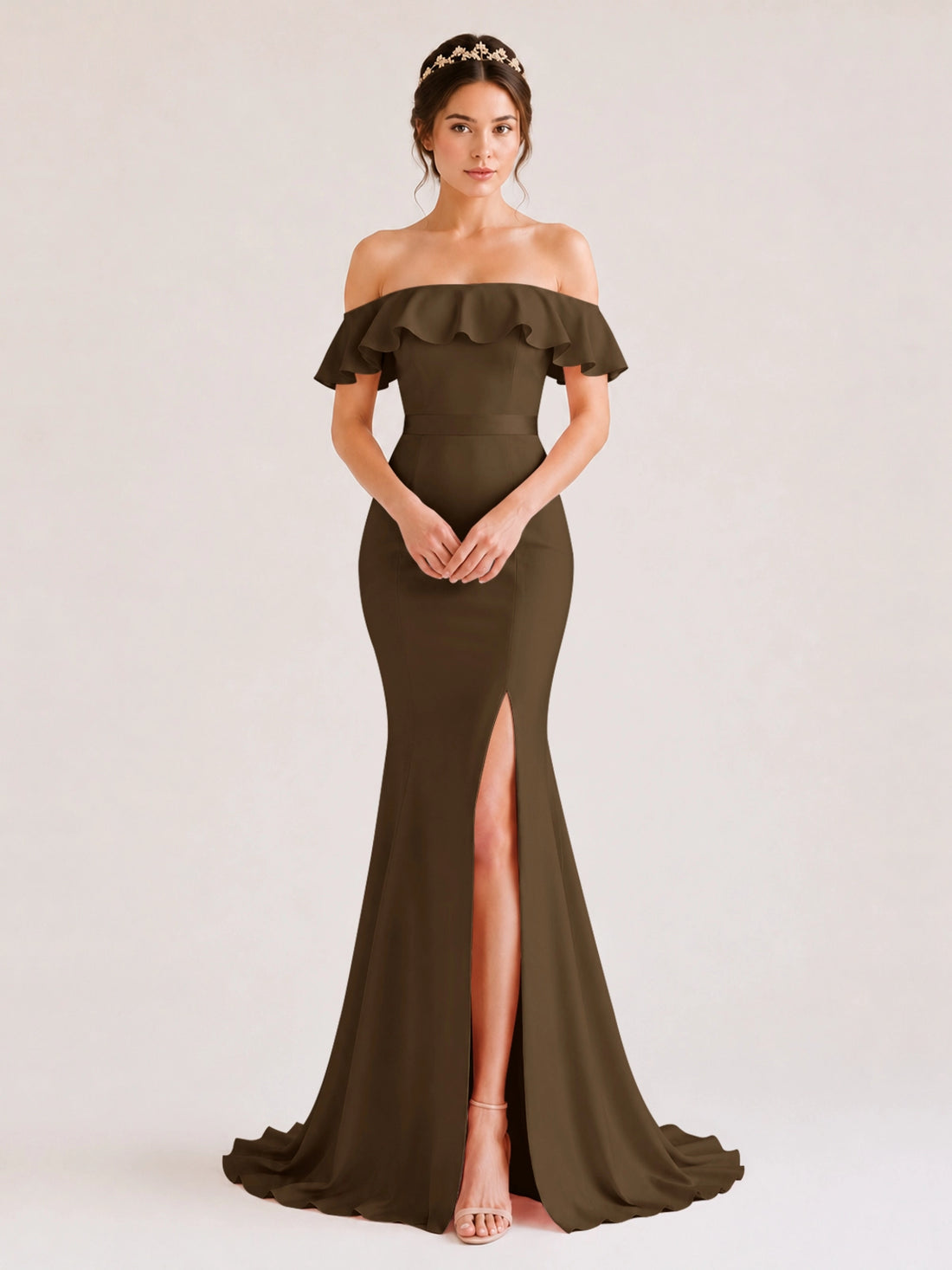 Mermaid Bridesmaid Dress with Ruffle Design 