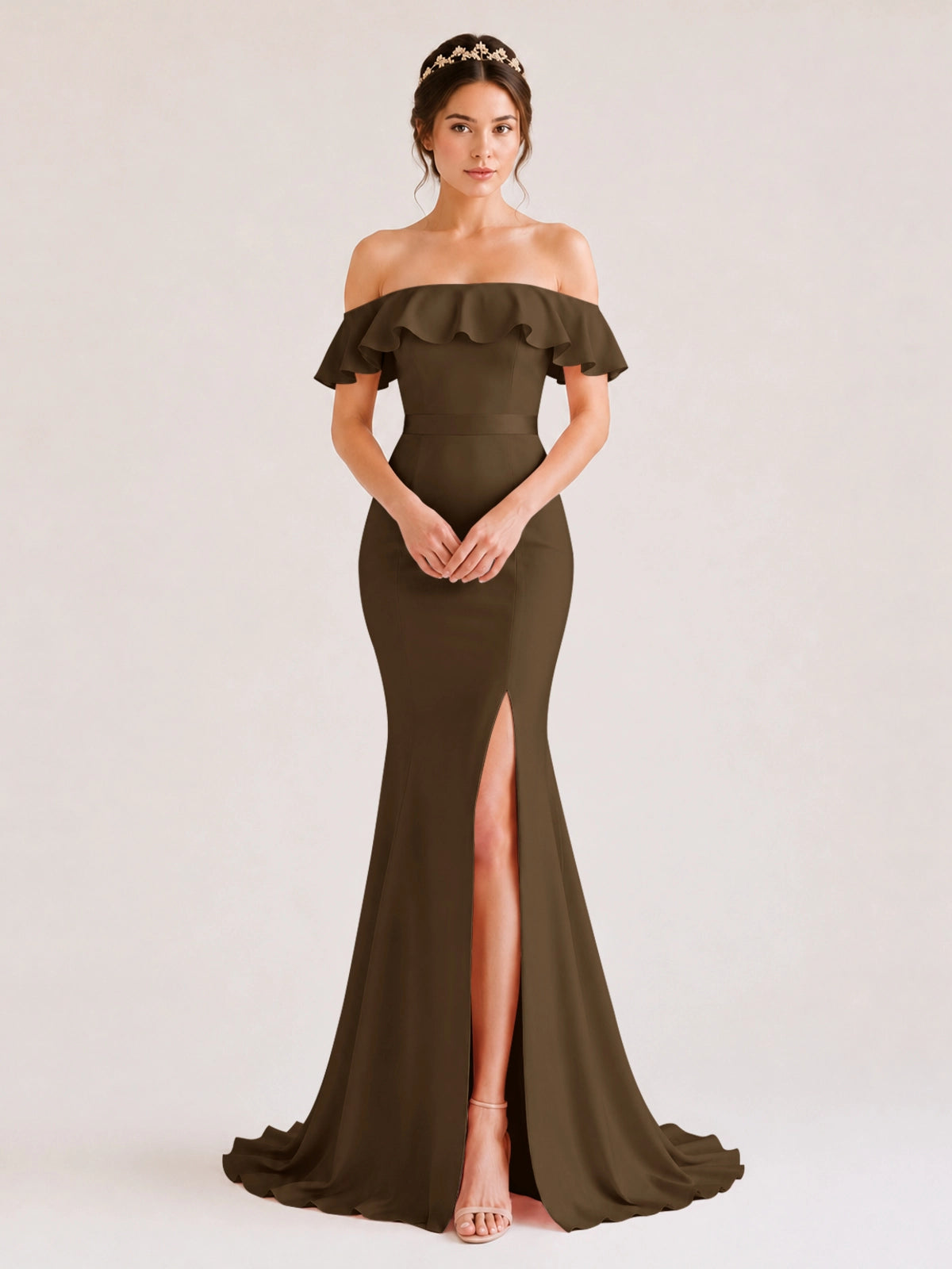 Mermaid Bridesmaid Dress with Ruffle Design 