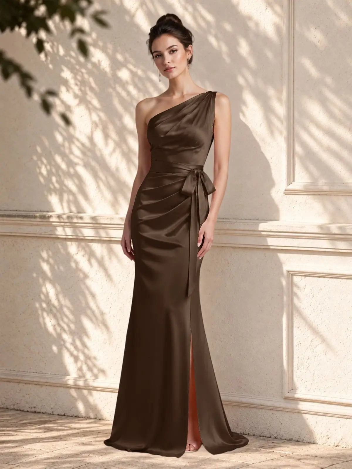 One-Shoulder Bridesmaid Dress with Sash
