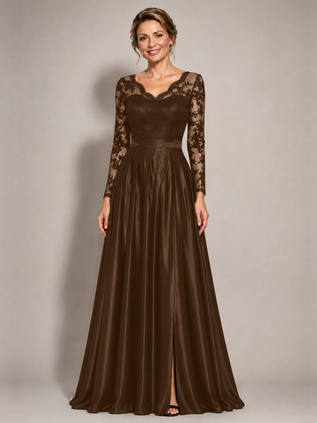 Satin Mother of the Bride Dress with Appliques