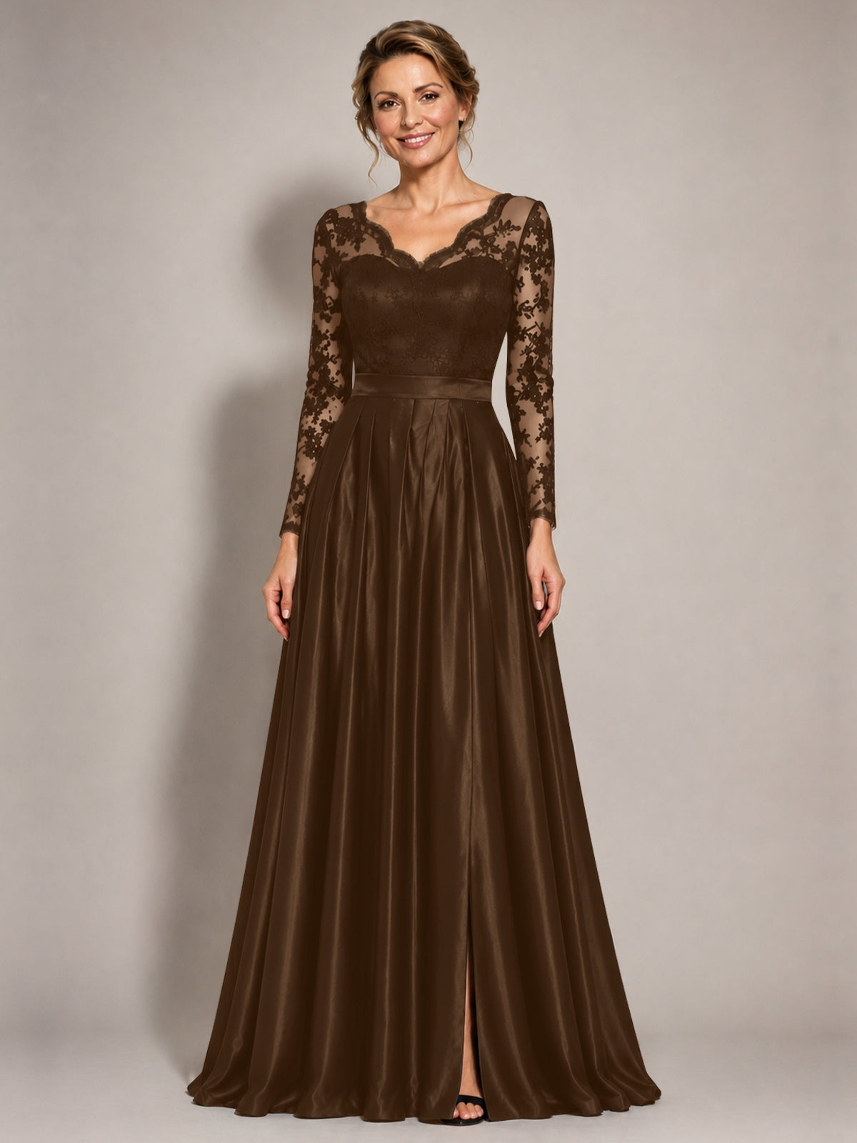 Satin Mother of the Bride Dress with Appliques