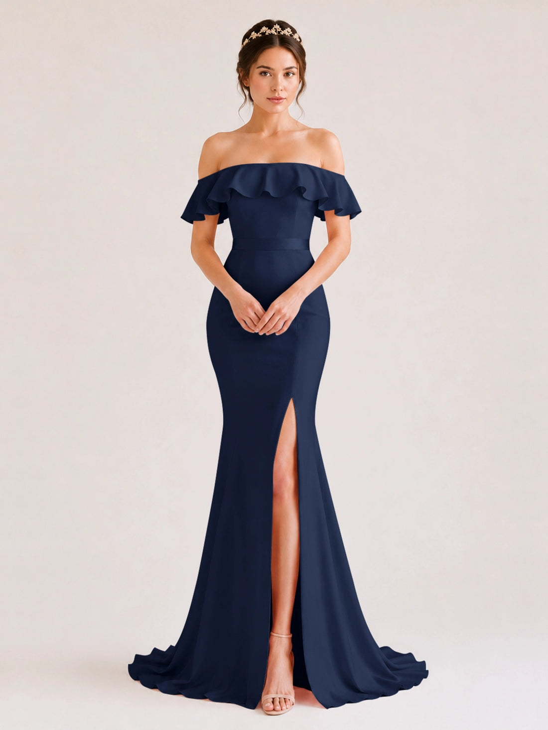 Mermaid Bridesmaid Dress with Ruffle Design 