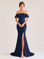 Mermaid Bridesmaid Dress with Ruffle Design 
