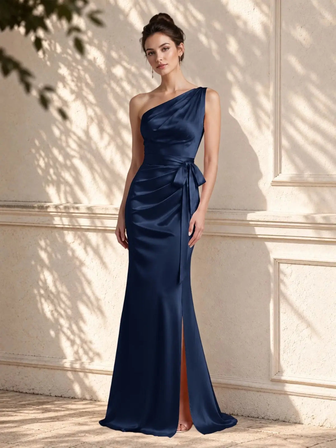 One-Shoulder Bridesmaid Dress with Sash