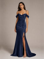 Mermaid Bridesmaid Dress with Tie Waist Sash