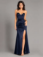 Silk-like Prom Dress with High Slit 