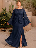 Two-piece Mother of the Bride Dress with Lace Top-Plus Size 