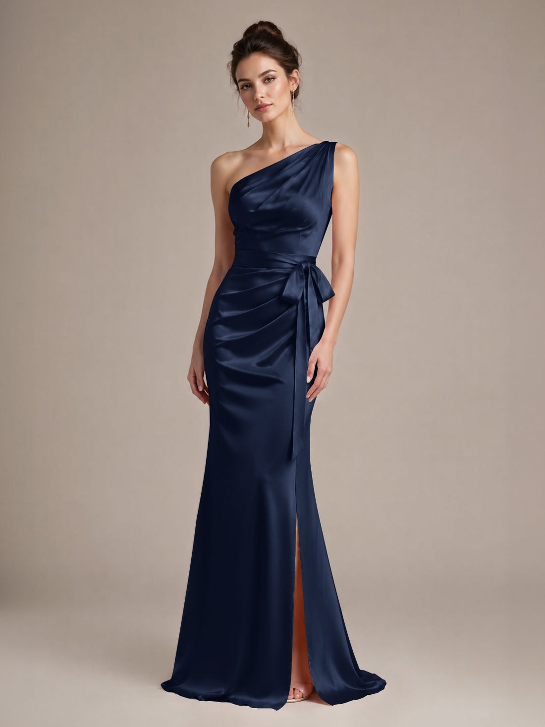 One-Shoulder Bridesmaid Dress with Sash