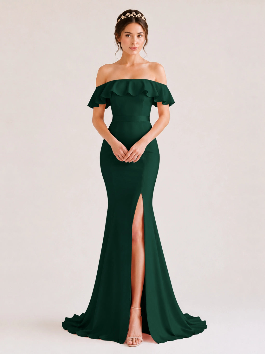 Mermaid Bridesmaid Dress with Ruffle Design 