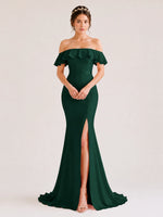 Mermaid Bridesmaid Dress with Ruffle Design 