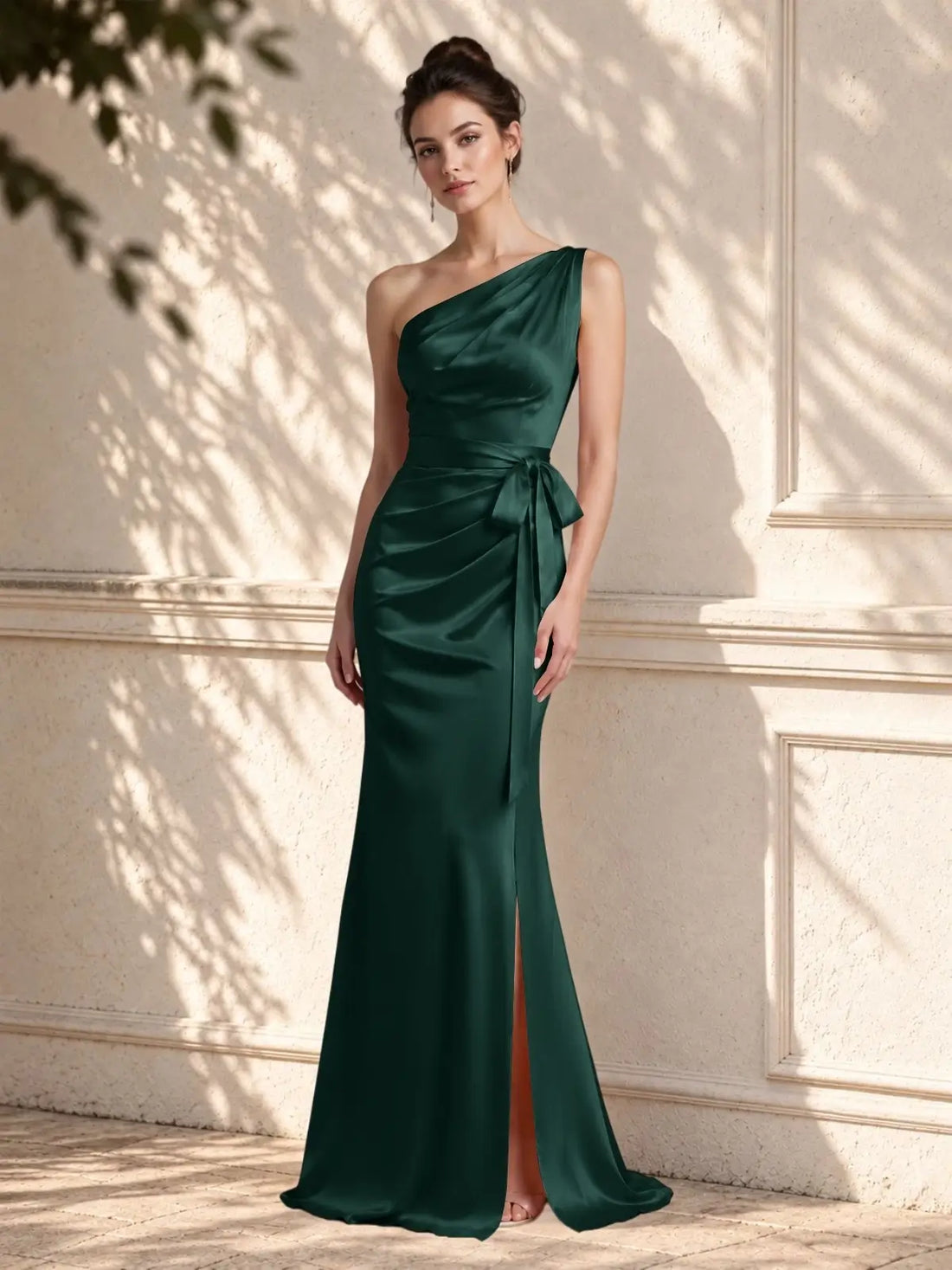 One-Shoulder Bridesmaid Dress with Sash