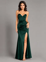 Silk-like Prom Dress with High Slit 