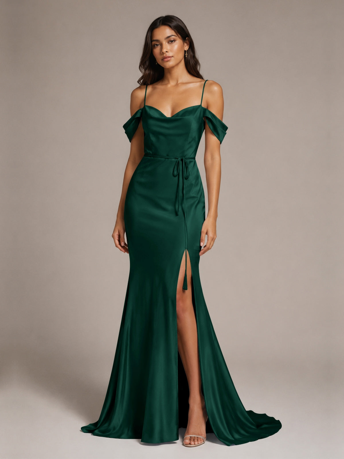 Mermaid Bridesmaid Dress with Tie Waist Sash