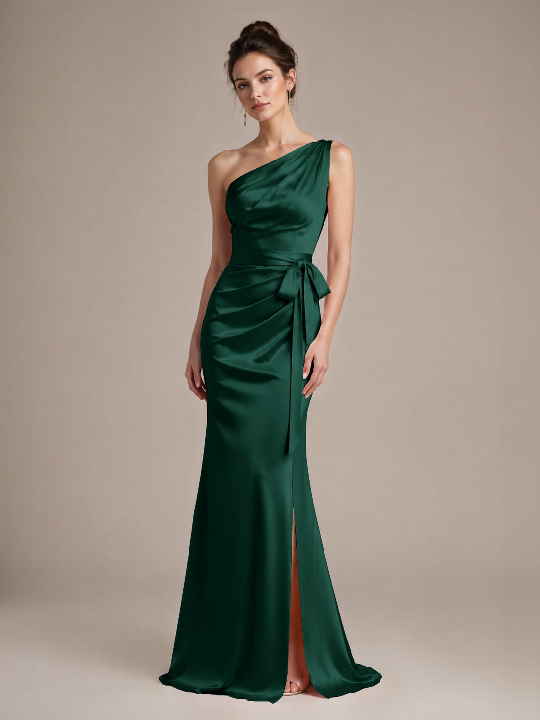 One-Shoulder Bridesmaid Dress with Sash