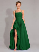 Iridescent Taffeta Prom Dress with High Slit 