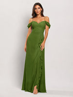 Sweetheart Neckline Bridesmaid Dress with Ruffled Details
