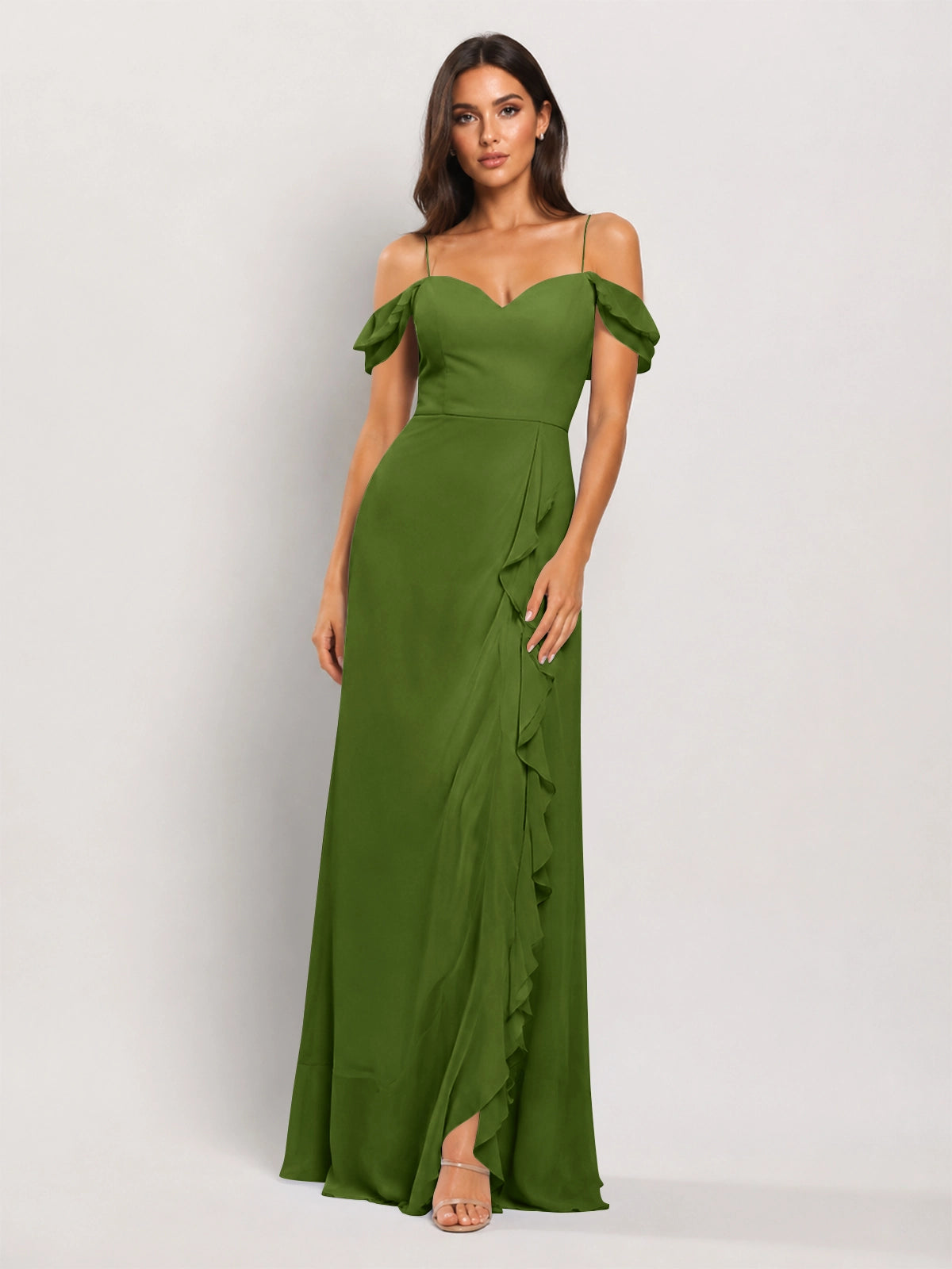 Sweetheart Neckline Bridesmaid Dress with Ruffled Details