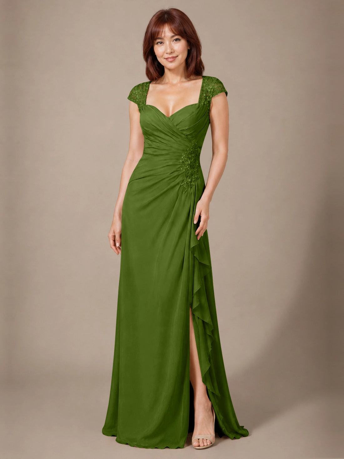 Chiffon Mother of the Bride Dress with Lace Appliques 