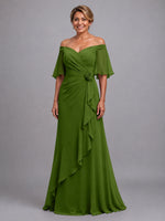Chiffon Mother of the Bride Dress with 3D Rosette 