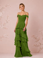 Chiffon Bridesmaid Dress with Tiered Ruffles 