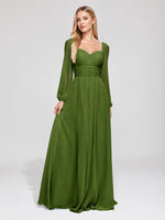 Elegant A-line Bridesmaid Dress with Long Sleeves