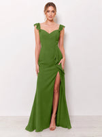 Chiffon Bridesmaid Dress with Ruffle Straps 