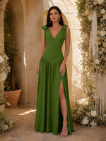 Chiffon Bridesmaid Dress with Bow-Tie Straps 