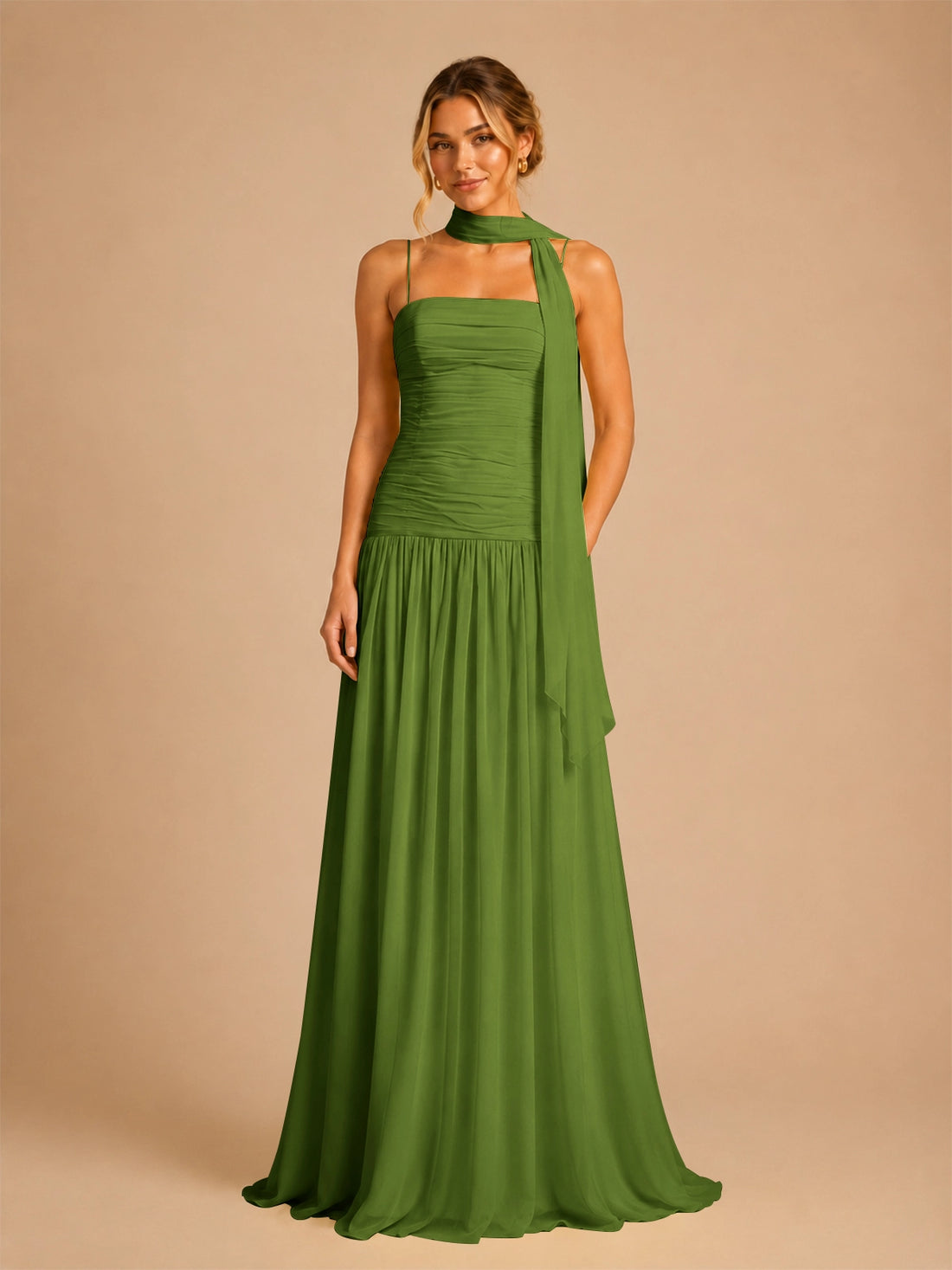 Chiffon Bridesmaid Dress with Scarf Detail 