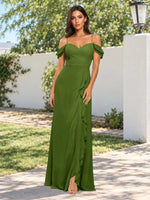 Sweetheart Neckline Bridesmaid Dress with Ruffled Details