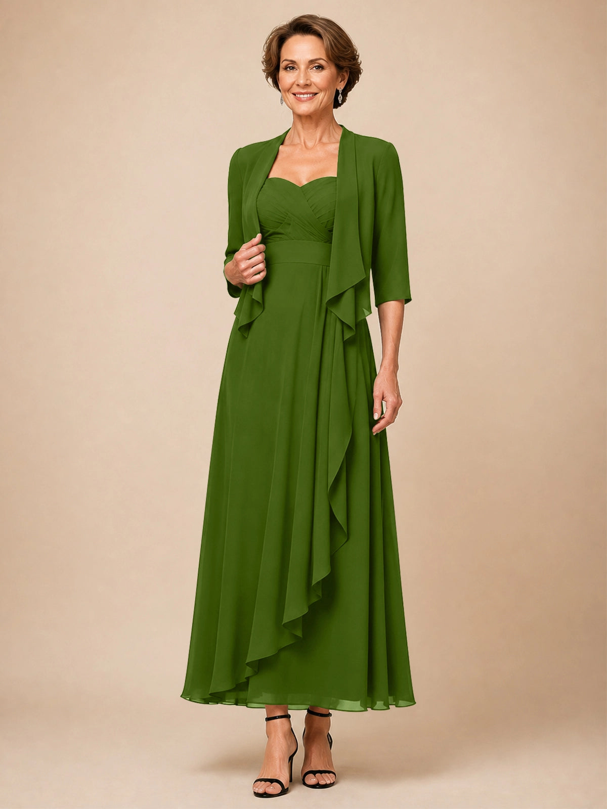 Two-piece Mother of the Bride Dress with Ruffle Design 