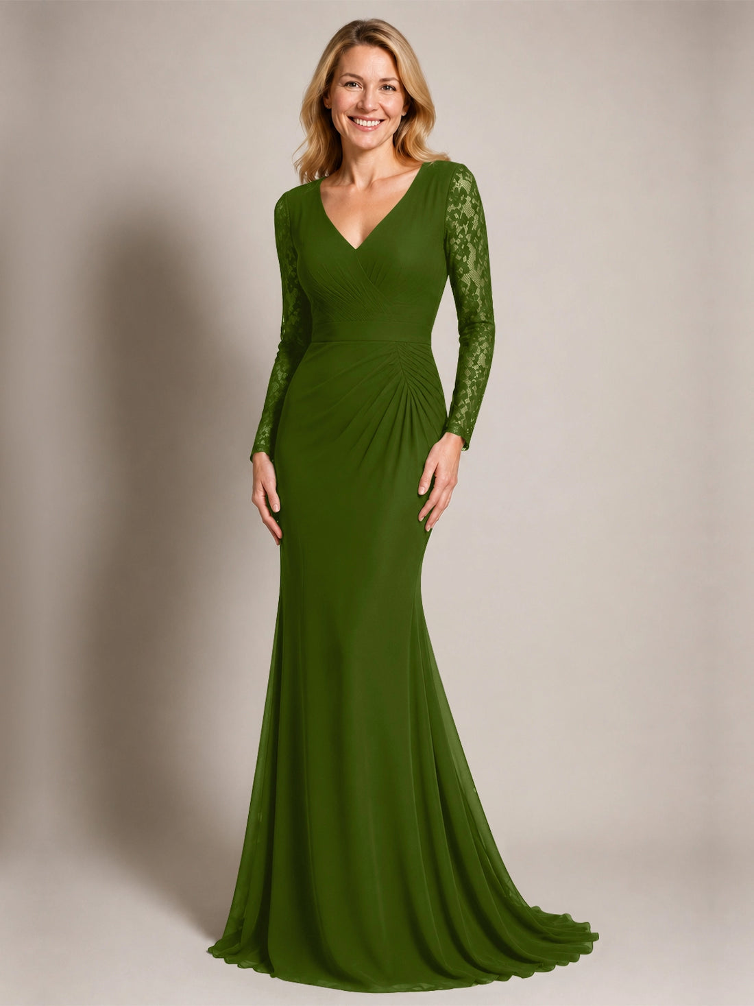 Mermaid Mother of the Bride Dress with Long Lace Sleeves 