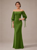 Mermaid Bridesmaid Dress with Puff Sleeves