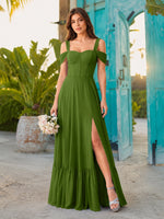 A-line Bridesmaid Dress with High Slit 