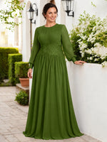 Chiffon Mother of the Bride Dress with Jewel Neckline-Plus Size 