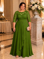 Three Quarter Sleeve Mother Dress-Plus Size 