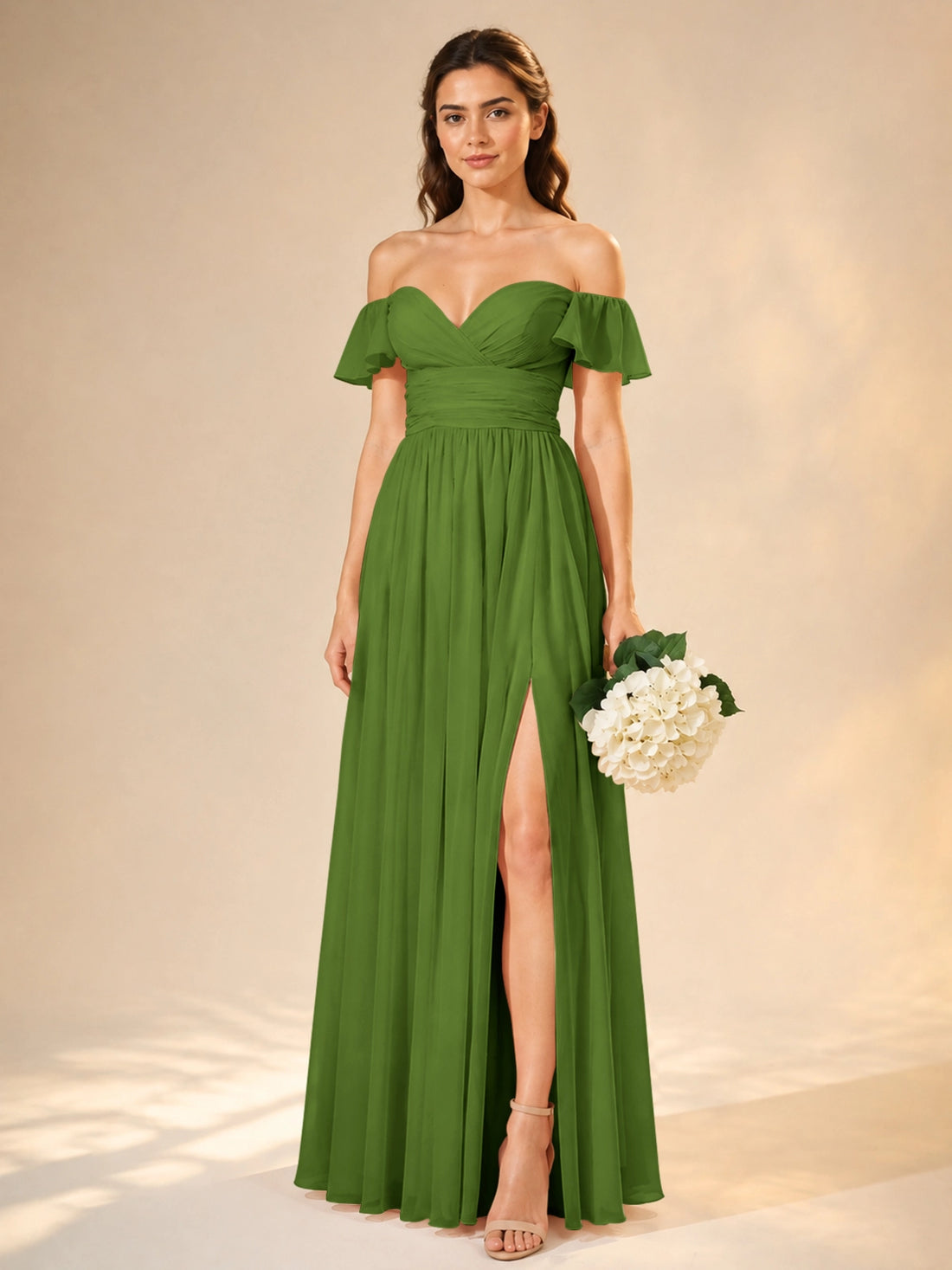 Chiffon Bridesmaid Dress with Cap Sleeves 