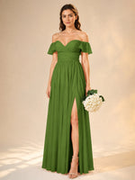 Chiffon Bridesmaid Dress with Cap Sleeves 