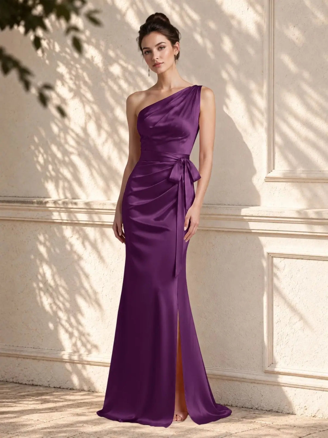 One-Shoulder Bridesmaid Dress with Sash