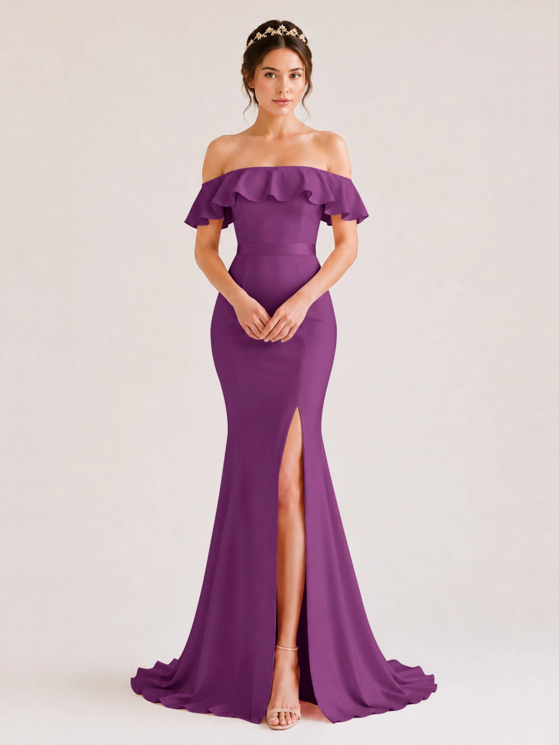 Mermaid Bridesmaid Dress with Ruffle Design 