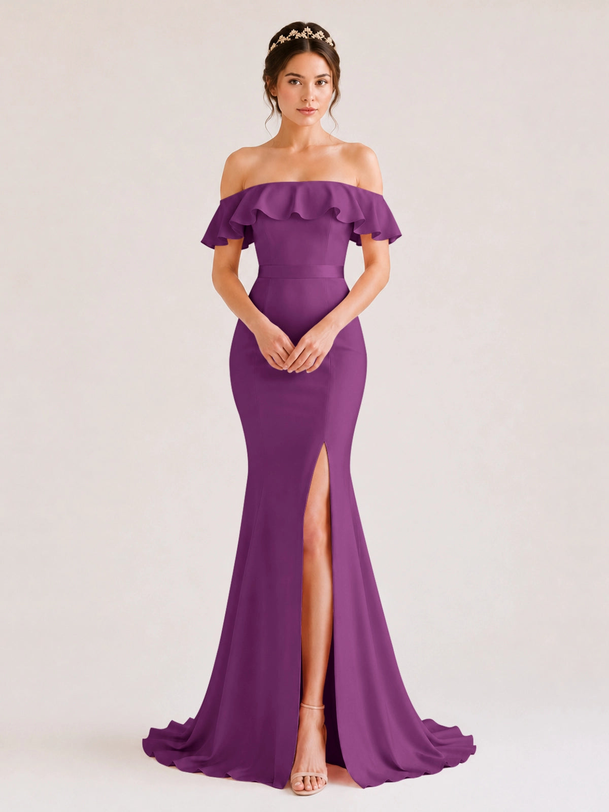Mermaid Bridesmaid Dress with Ruffle Design 