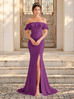 Mermaid Bridesmaid Dress with Ruffle Design 