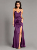 Silk-like Prom Dress with High Slit 