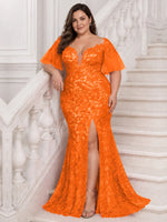 Mermaid Mother of the Bride Dress with V-neck-Plus Size 