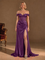 Silk-like Prom Dress with Crystal Detailing 
