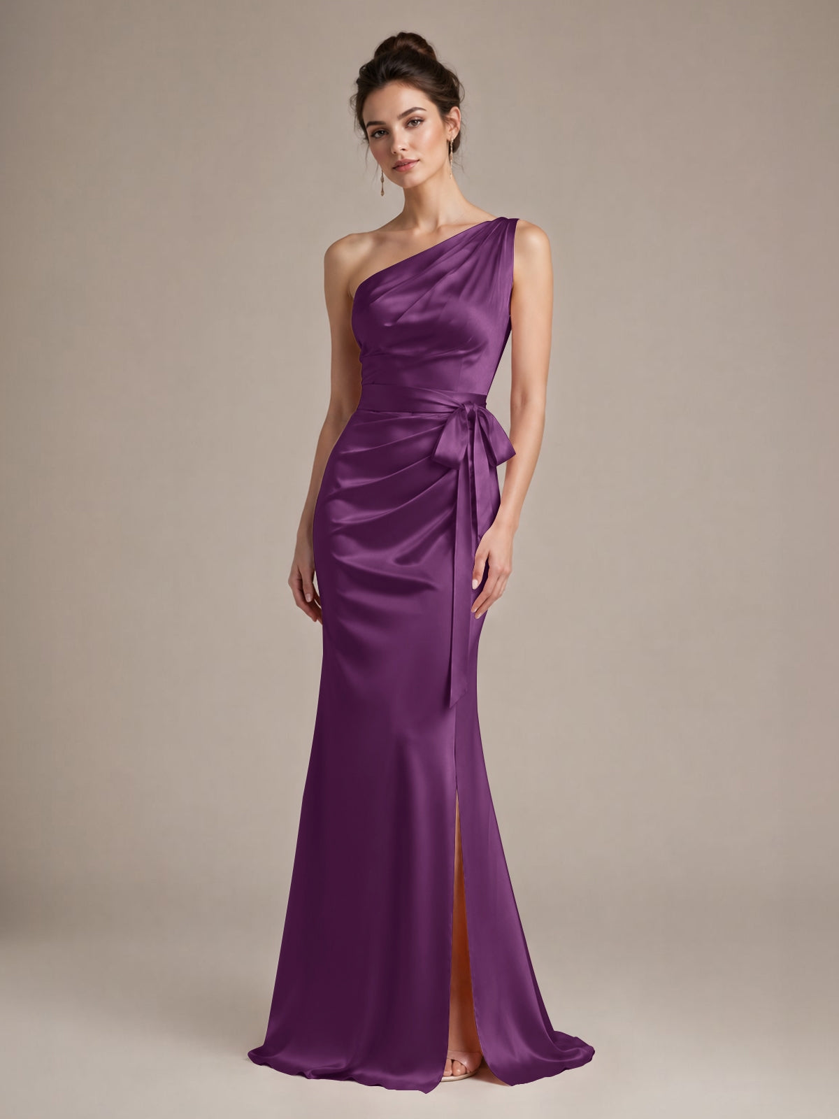 One-Shoulder Bridesmaid Dress with Sash