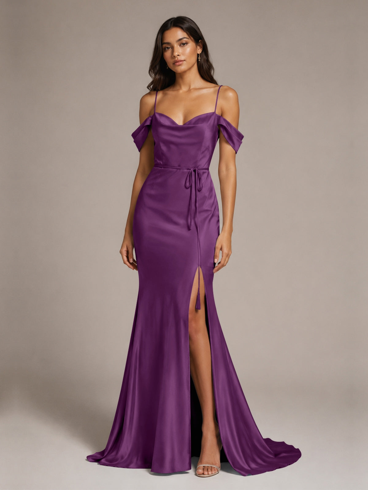 Mermaid Bridesmaid Dress with Tie Waist Sash