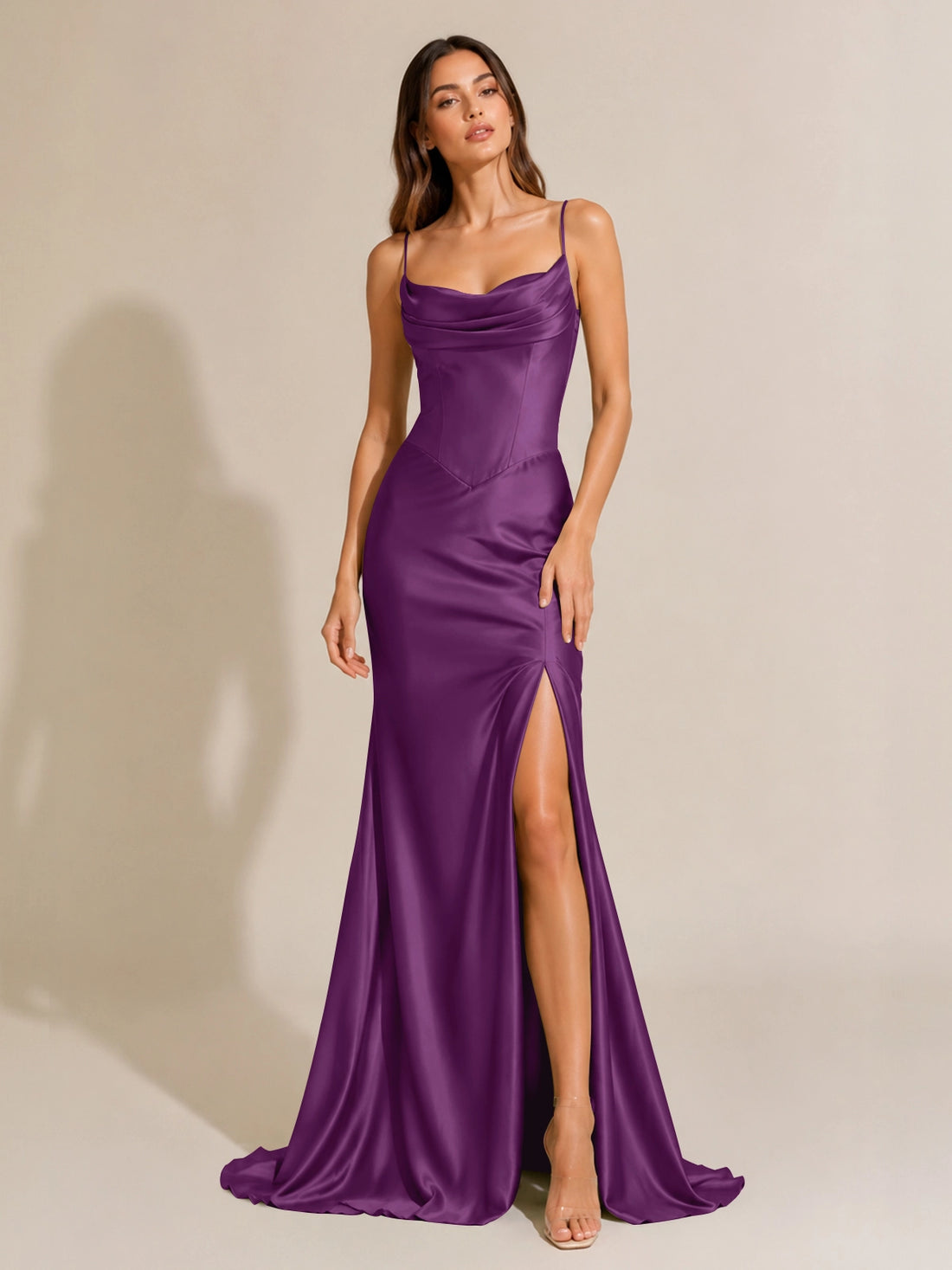 Sheath Bridesmaid Dress with High Slit 
