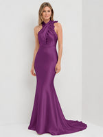 Silk-like Bridesmaid Dress with 3D Floral 